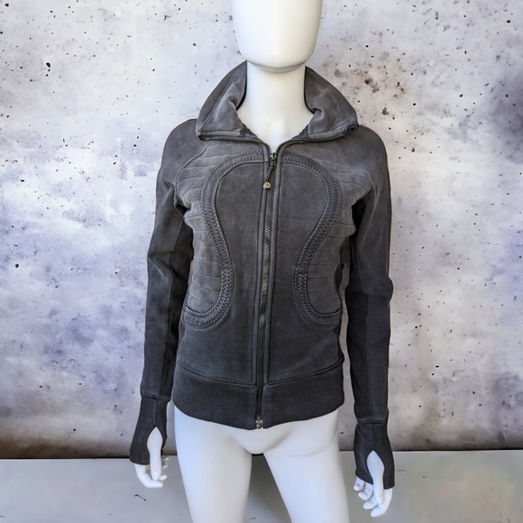 LULULEMON ATHLETICA WOMEN'S BLACK LOGO ZIP COTTON  JACKET - Picture 11 of 13